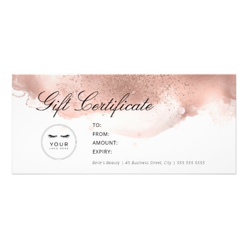 Simple Elegant Rose Gold Glitter Gift Certificate