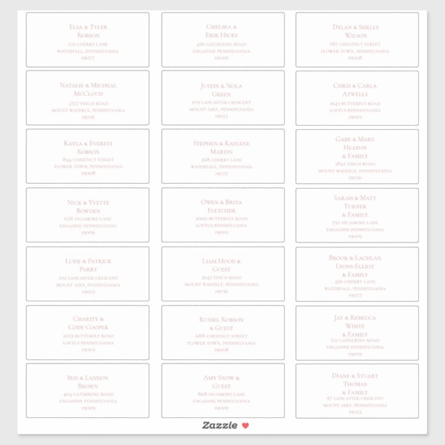 Simple Elegant Rose Gold Guest Address Labels (Sheet)