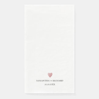 Simple Elegant Rose Gold Heart Wedding   Paper Guest Towels