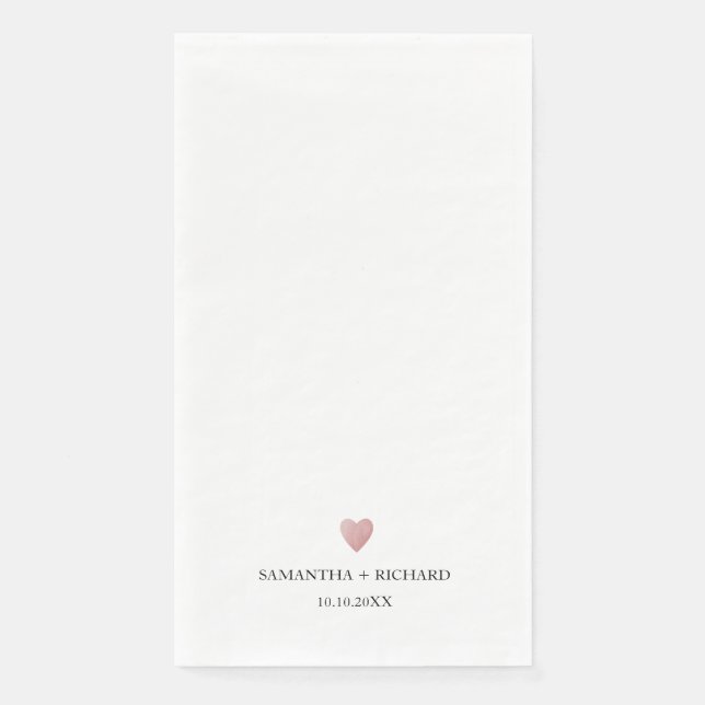 Simple Elegant Rose Gold Heart Wedding   Paper Guest Towels (Front)