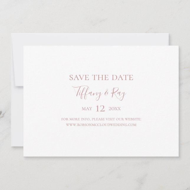 Simple Elegant Rose Gold Horizontal Save the Date (Front)