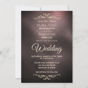 *~* Simple Elegant Rose Gold Iridescent Wedding Invitation