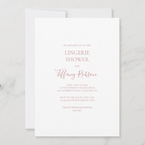 Simple Elegant Rose Gold Lingerie Shower Invitation