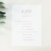 Simple Elegant Rose Gold Menu Choice RSVP Card