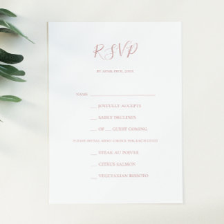Simple Elegant Rose Gold Menu Choice RSVP Card