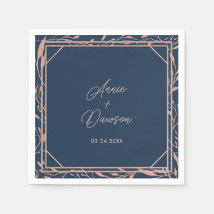 Simple Elegant Rose Gold & Navy Wedding Napkins