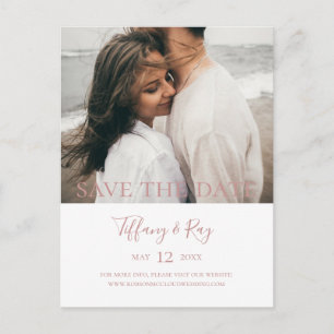 Simple Elegant Rose Gold Photo Save The Date Invitation Postcard