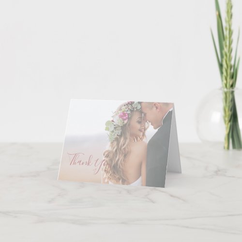 Simple Elegant Rose Gold Photo Thank You Card