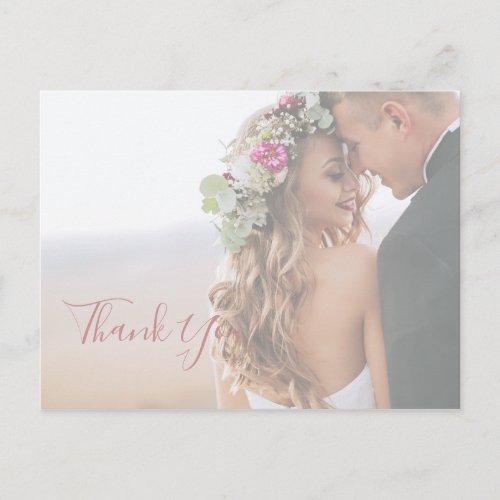 Simple Elegant Rose Gold Photo Thank You Postcard