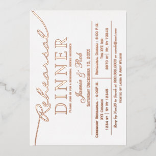 Simple Elegant Rose Gold Rehearsal Dinner Foil Invitation