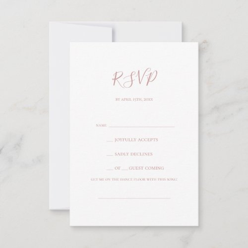 Simple Elegant Rose Gold Song Request RSVP Card