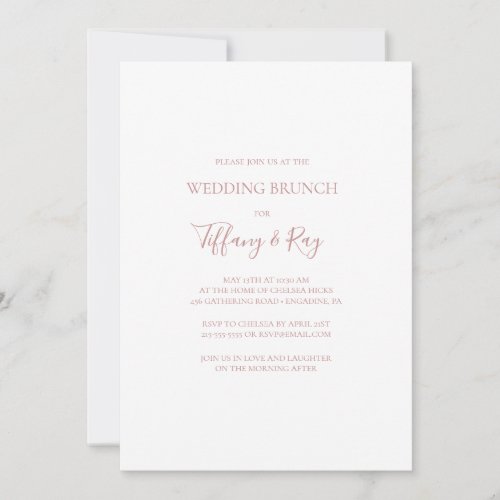 Simple Elegant Rose Gold Wedding Brunch Invitation