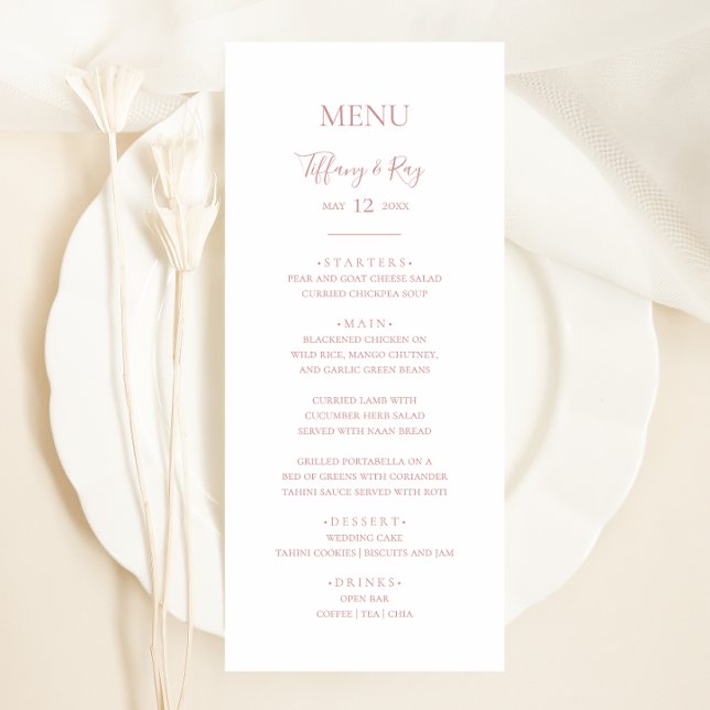 Simple Elegant Rose Gold Wedding Dinner Menu (Creator Uploaded)