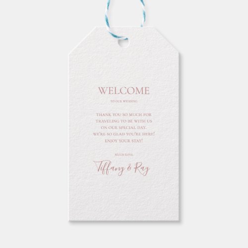 Simple Elegant Rose Gold Wedding Welcome Gift Tags