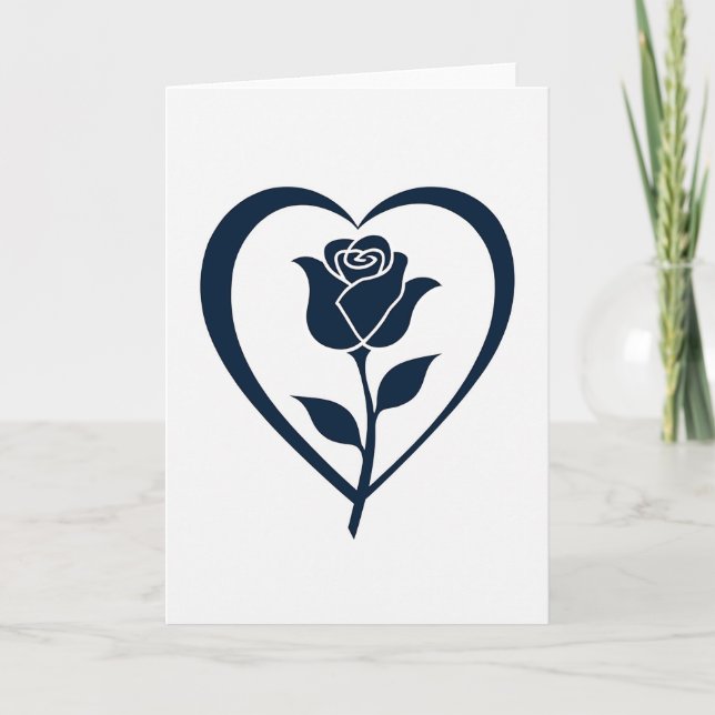 Simple Elegant Rose Heart Card (Front)