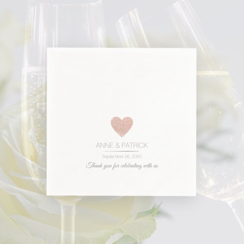 Simple  elegant rose_heart on white wedding party napkins
