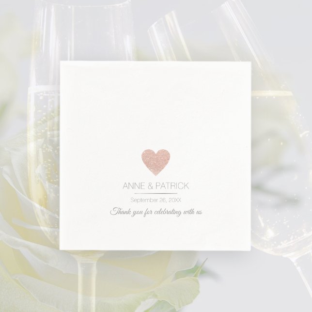 Simple & elegant rose-heart on white wedding party napkins (Creator Uploaded)
