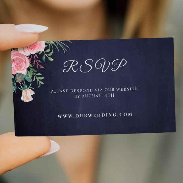 Simple elegant rustic floral wedding website RSVP Enclosure Card (Creator Uploaded)