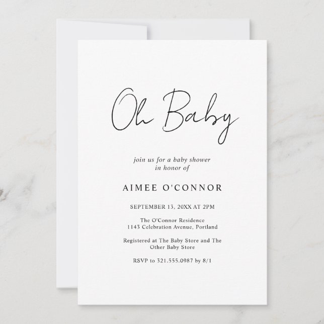 Simple Elegant Rustic Script Modern Baby Shower Invitation (Front)
