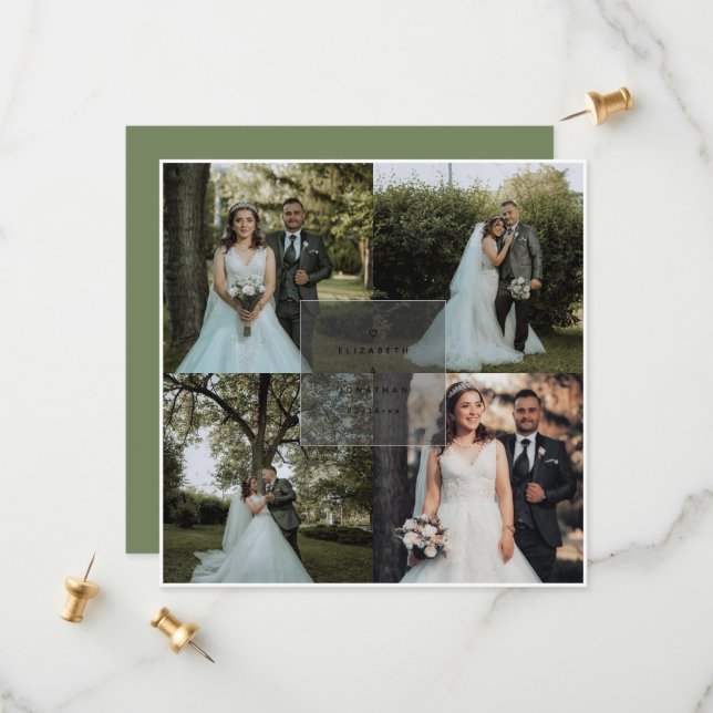 Simple Elegant Sage Green Ampersand Photo Wedding Save The Date (Front/Back In Situ)