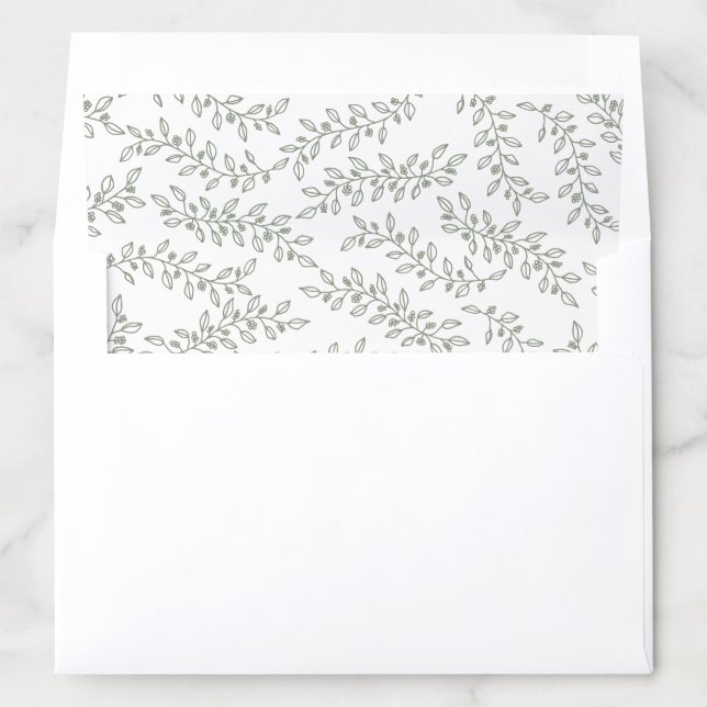 Simple Elegant Sage Green Boho Botanical Wedding Envelope Liner (In Envelope)