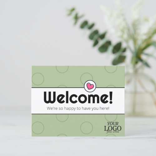 Simple Elegant Sage Green Business Welcome  Postcard