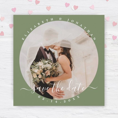 Simple Elegant Sage Green Couple Photo Wedding Save The Date