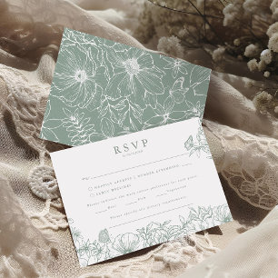 Simple Elegant Sage Green Garden Wedding RSVP Enclosure Card