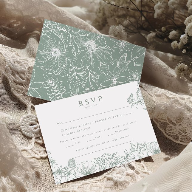 Simple Elegant Sage Green Garden Wedding RSVP Enclosure Card (Creator Uploaded)