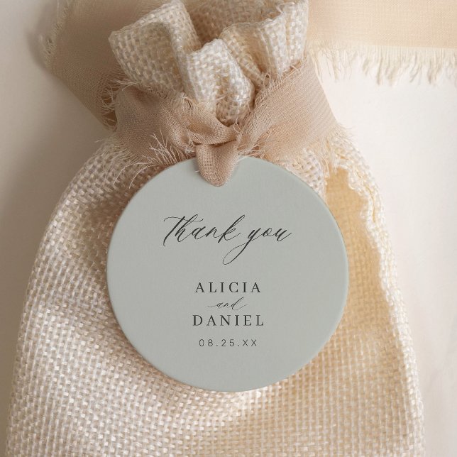 Simple elegant sage green wedding favor classic round sticker (Creator Uploaded)