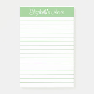 Simple Elegant Sage Name Lined Personalized Post-it Notes