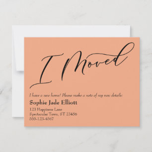 Simple Elegant Salmon I Moved New Address Card