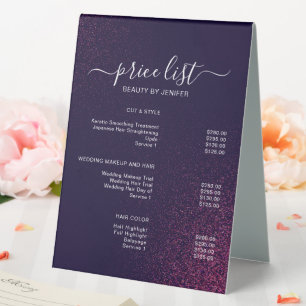 Simple Elegant Salon Price List Table Tent