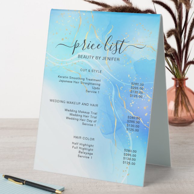 Simple Elegant Salon Price List Table Tent (In SItu (Table))