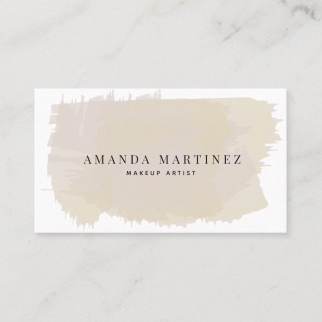 Simple Elegant Sand Beige Watercolor Business Card (Front)