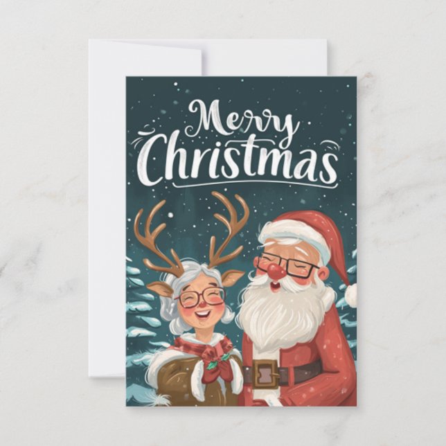 Simple Elegant Santa and Mrs. Clause Thank You Note Card (Front)