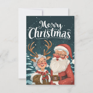 Simple Elegant Santa and Mrs. Clause Thank You Note Card