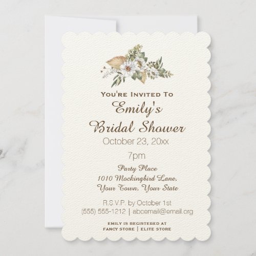 Simple Elegant Savanna Floral Bridal Shower Invitation