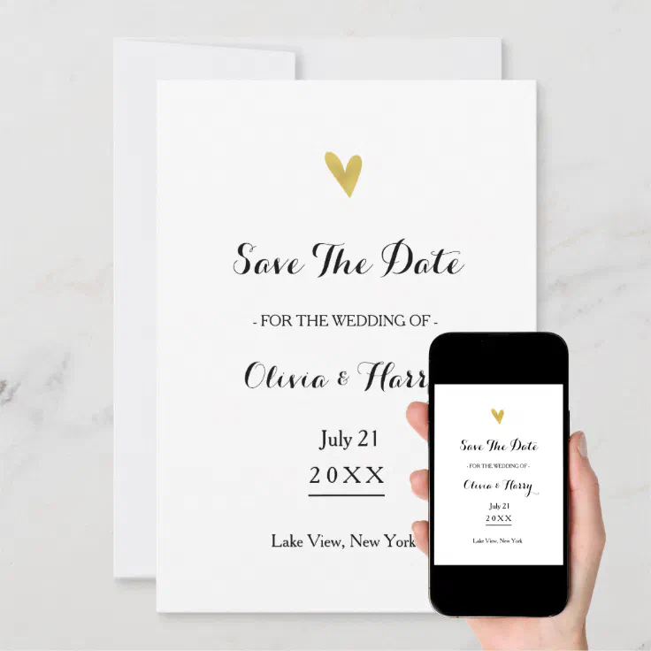 Simple Elegant Save The Date Announcement | White | Zazzle