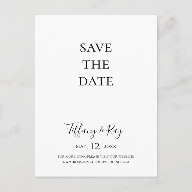 Simple Elegant Save The Date Postcard | Zazzle