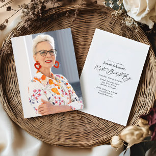 Simple Elegant Script 75th Birthday Party Photo Invitation