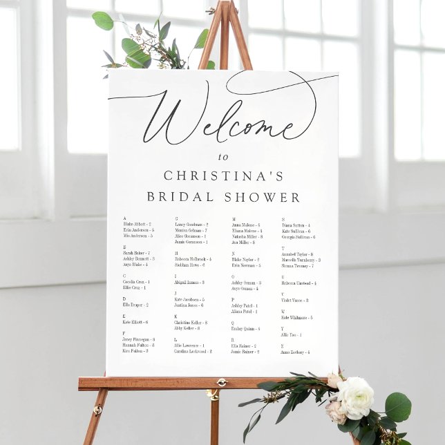 Simple Elegant Script Alphabetical Seating Chart Foam Board (Creator Uploaded)