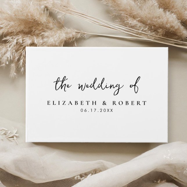 Simple Elegant Script Black and White Wedding Guest Book (Creator Uploaded)