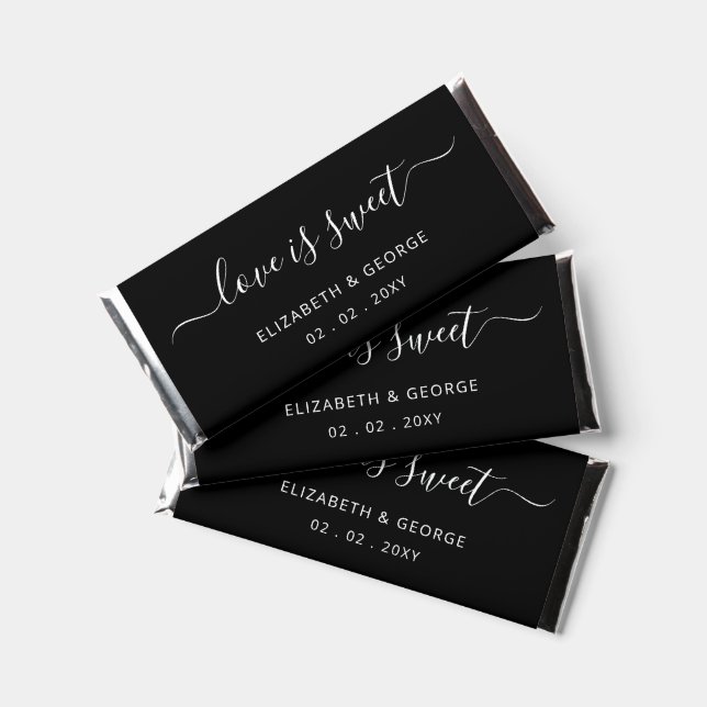 Simple Elegant Script Black Personalized Hershey Bar Favors (Front)
