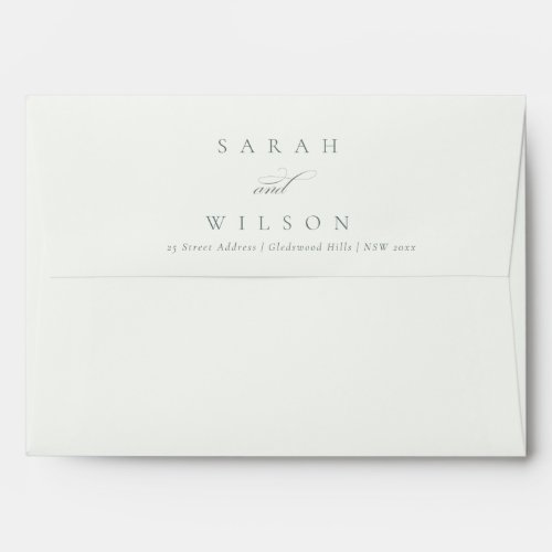 Simple Elegant Script Black  White Kraft Wedding Envelope