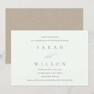 Simple Elegant Script Black & White Wedding Invite