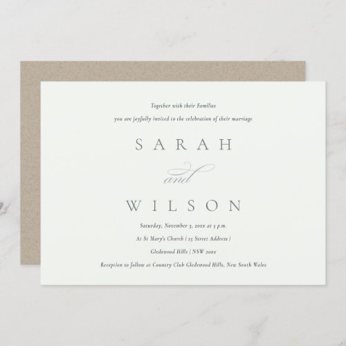 Simple Elegant Script Black  White Wedding Invite