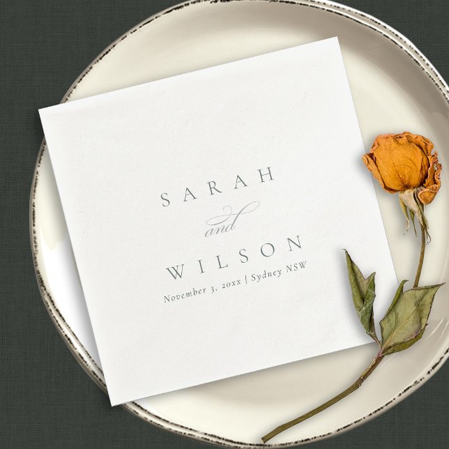 Simple Elegant Script Black & White Wedding Napkins (Creator Uploaded)