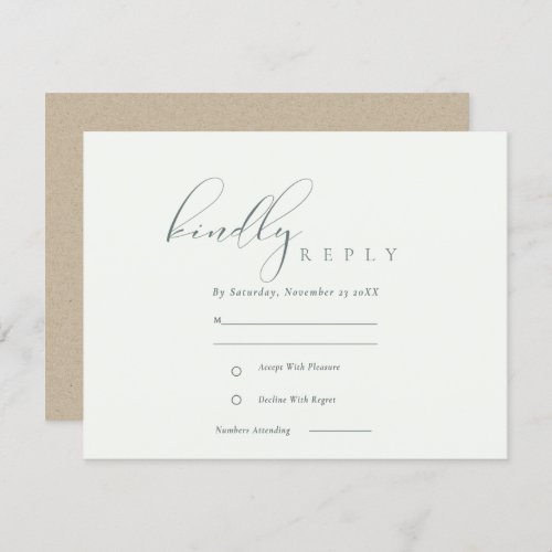 Simple Elegant Script Black  White Wedding RSVP Enclosure Card