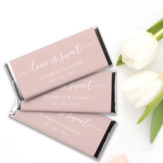 Simple Elegant Script Blush Personalized Hershey Bar Favors